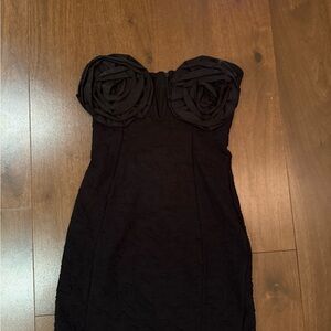 Zara Black Strapless Rose Bust Cocktail Dress
